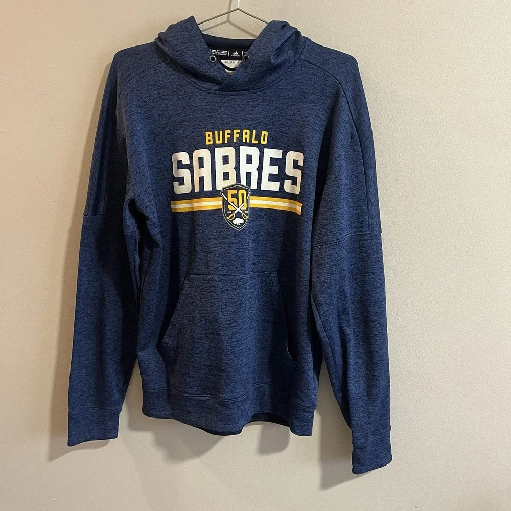 Men's Buffalo Sabres Adidas Pullover Hoodie Blue Med